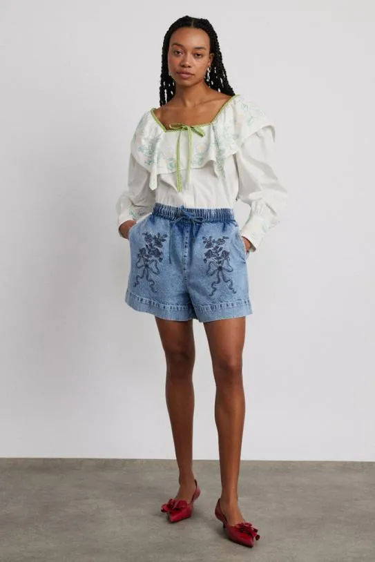 Bottoms Women Damson Madder Rafe Shorts 8211 Bow Embroidery