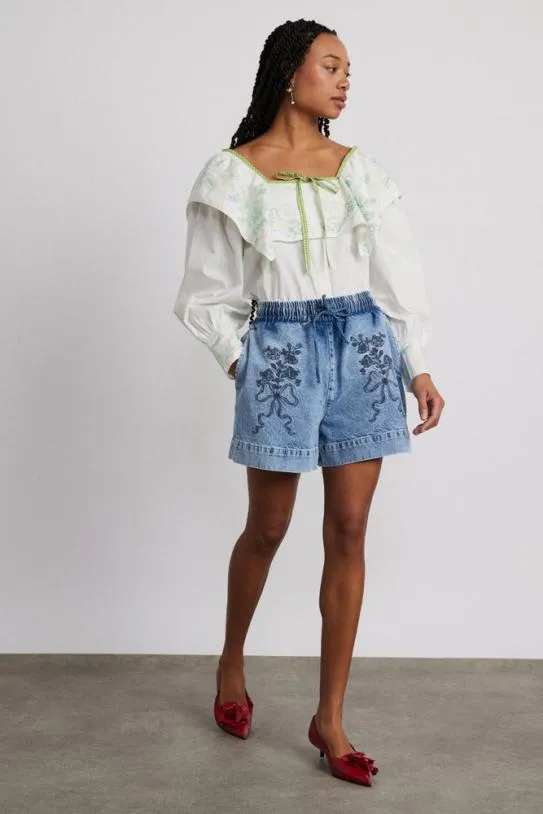 Bottoms Women Damson Madder Rafe Shorts 8211 Bow Embroidery