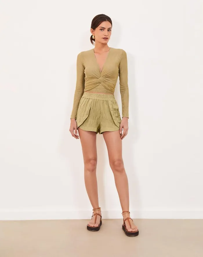 Bottoms Women ViX Paula Hermanny Cole Shorts 8211 Olivine