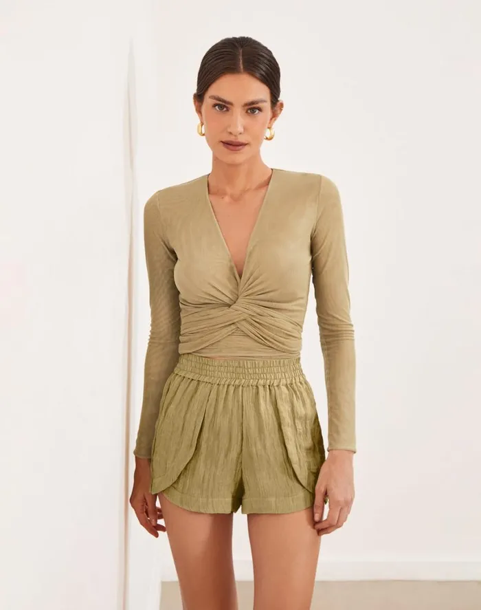 Bottoms Women ViX Paula Hermanny Cole Shorts 8211 Olivine