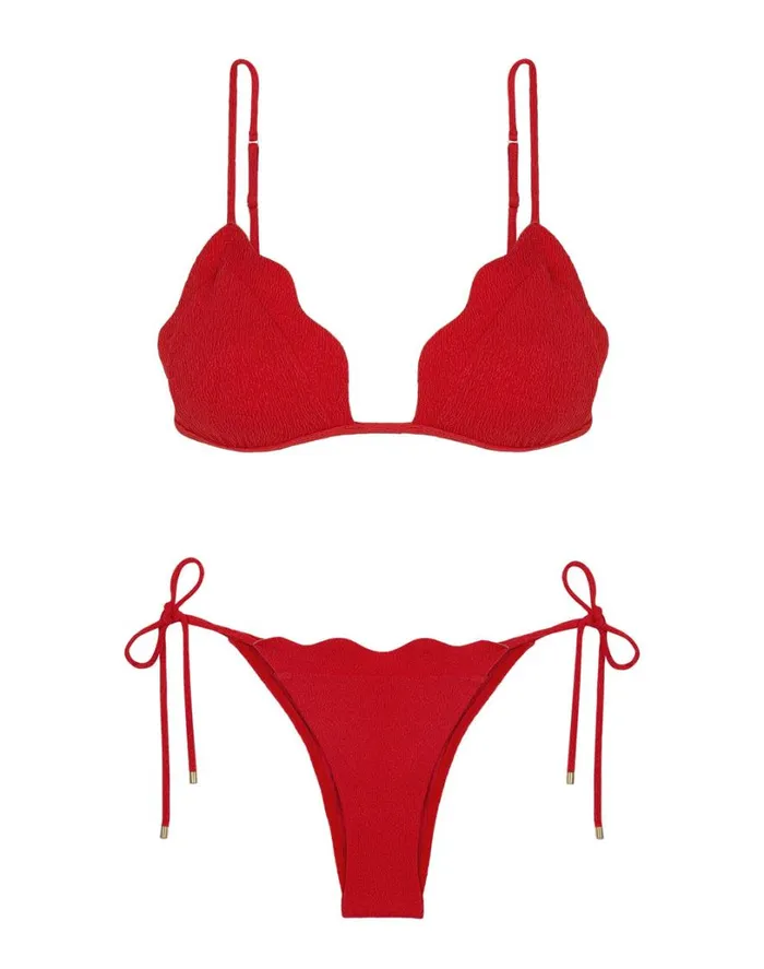 Bottoms Women ViX Paula Hermanny Firenze Lou Tie Side Bottom 8211 Red Pepper
