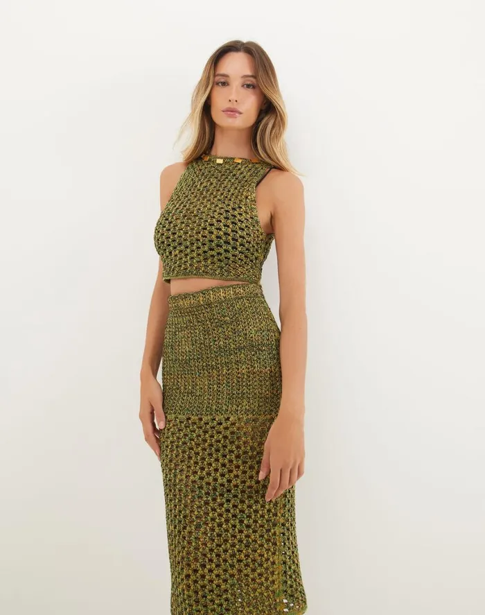 Bottoms Women ViX Paula Hermanny Knit Aria Midi Skirt 8211 Green