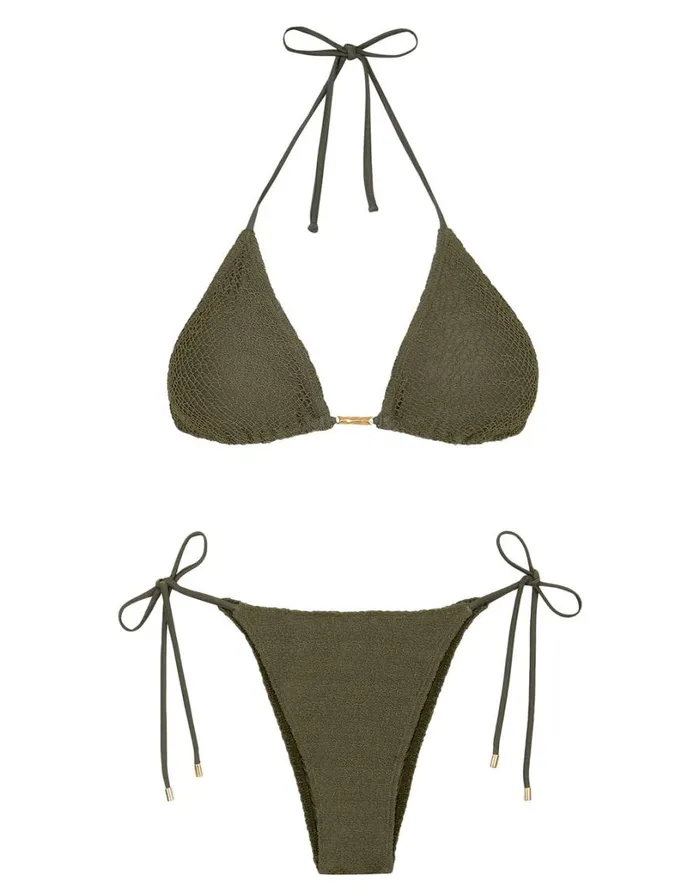 Bottoms Women ViX Paula Hermanny Mesh Tie Side Bottom 8211 Evergreen