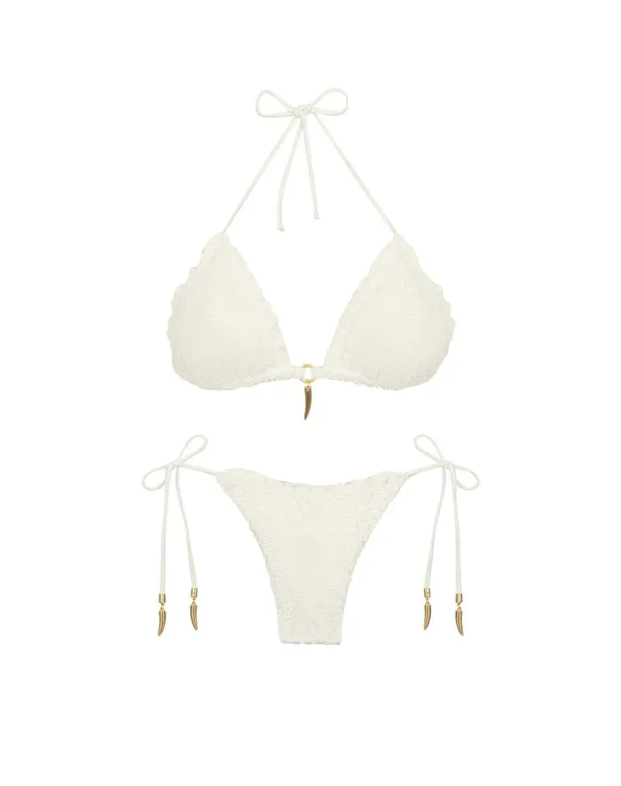 Bottoms Women ViX Paula Hermanny Scales Diara Ripple Bottom 8211 Off White