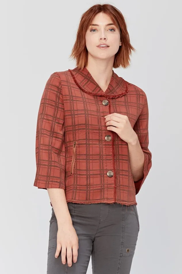 Boxy Plaid Blazer Cordovan Clothing XCVI Jackets