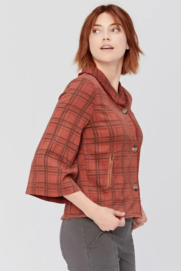 Boxy Plaid Blazer Cordovan Clothing XCVI Jackets