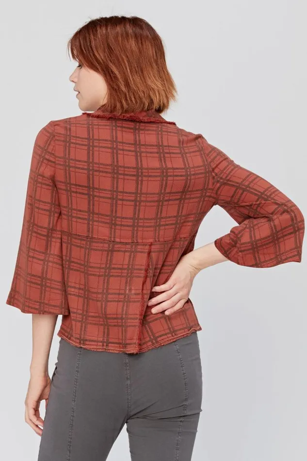 Boxy Plaid Blazer Cordovan Clothing XCVI Jackets
