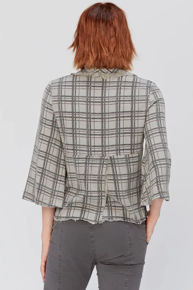 Boxy Plaid Blazer Grey Mist Pigment Clothing XCVI Jackets