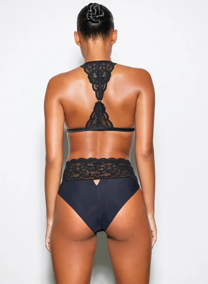 Bralettes and Wireless Bras Lingerie Fleur Du Mal Charlotte Racerback Bra Black