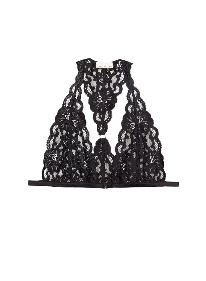 Bralettes and Wireless Bras Lingerie Fleur Du Mal Charlotte Racerback Bra Black