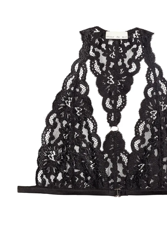 Bralettes and Wireless Bras Lingerie Fleur Du Mal Charlotte Racerback Bra Black