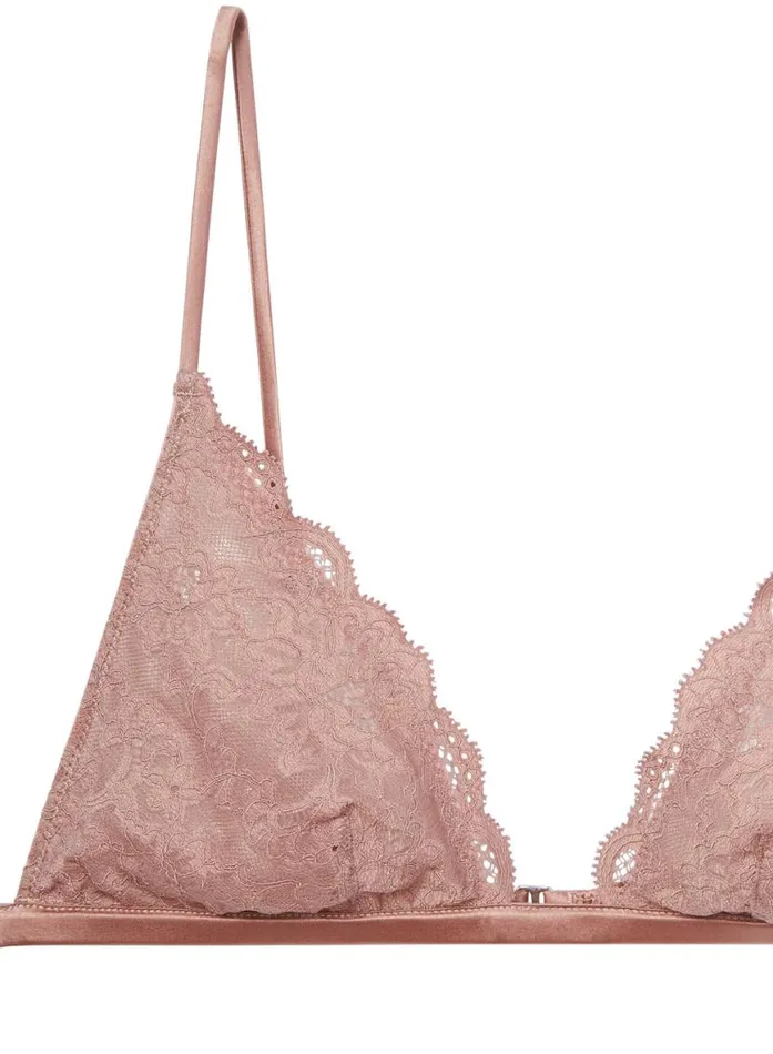 Bralettes and Wireless Bras Lingerie Fleur Du Mal Charlotte Triangle Bra Tan
