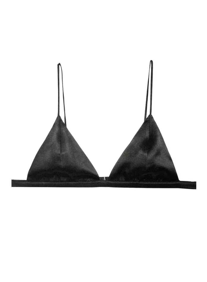 Bralettes and Wireless Bras Lingerie Fleur Du Mal Luxe Triangle Bra Black