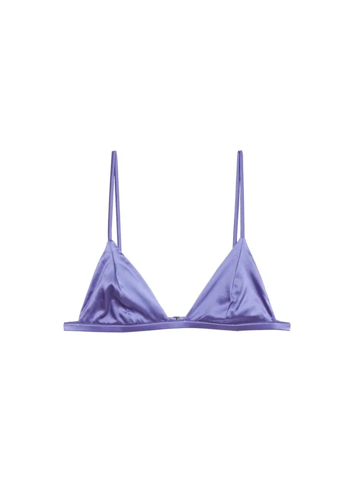 Bralettes and Wireless Bras Lingerie Fleur Du Mal Luxe Triangle Bra Periwinkle