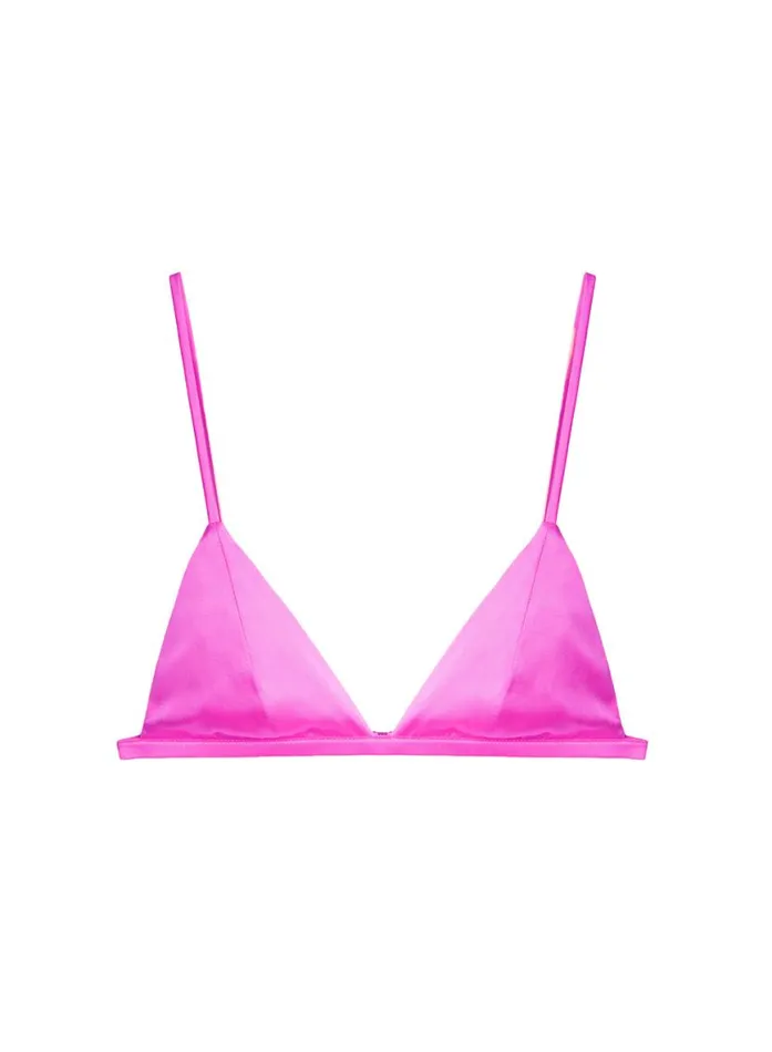 Bralettes and Wireless Bras Lingerie Fleur Du Mal Luxe Triangle Bra Wild Pink