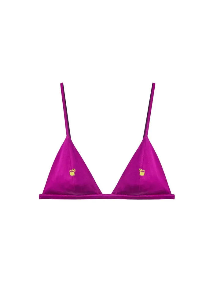 Bralettes and Wireless Bras Lingerie Fleur Du Mal Margarita Embroidered Luxe Triangle Bra Vixen