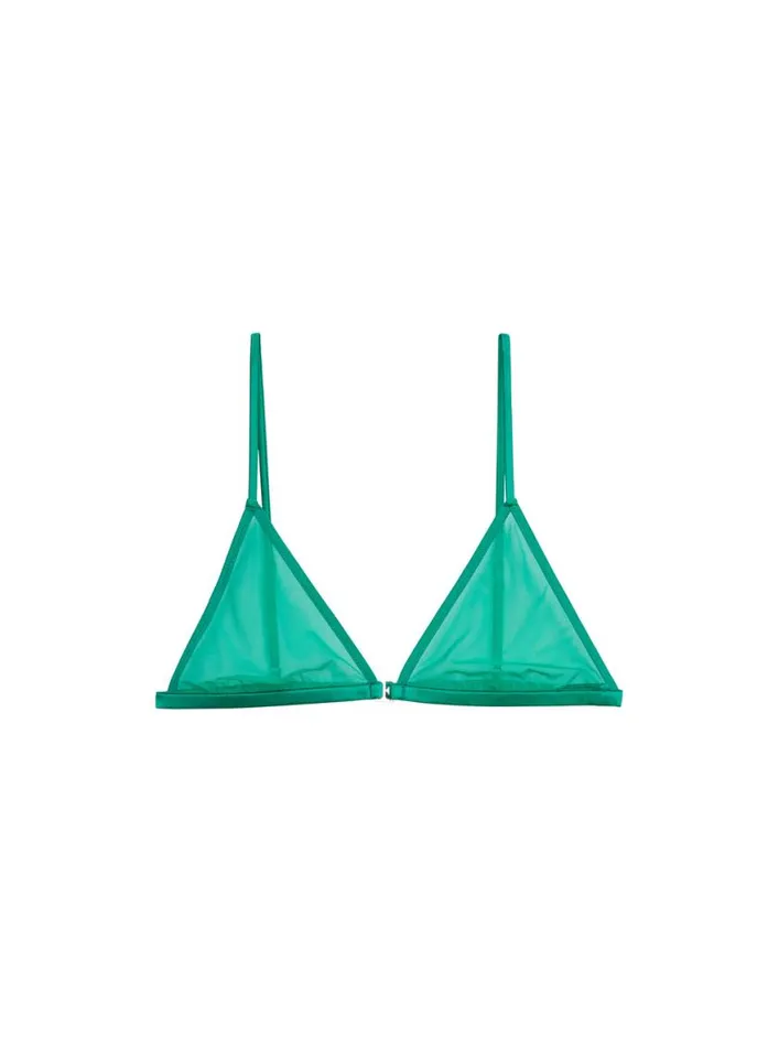 Bralettes and Wireless Bras Lingerie Fleur Du Mal Mesh Triangle Bralette Emerald