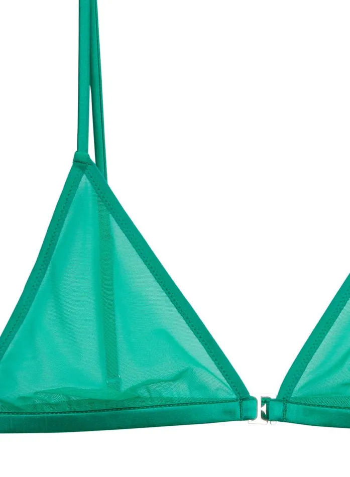 Bralettes and Wireless Bras Lingerie Fleur Du Mal Mesh Triangle Bralette Emerald