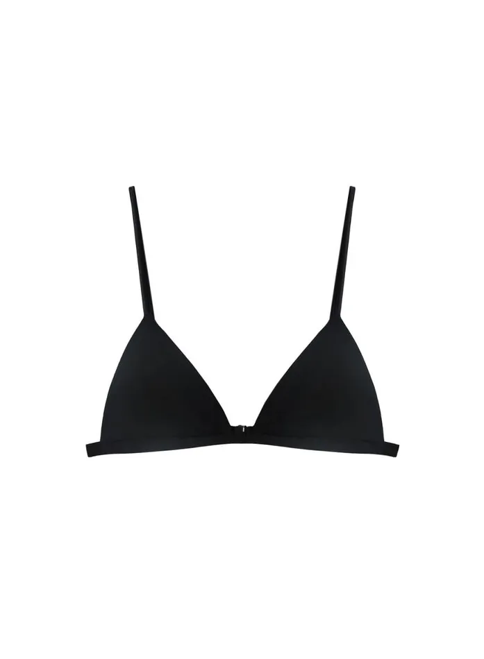 Bralettes and Wireless Bras Lingerie Fleur Du Mal Organic Cotton Luxe Triangle Bra Black