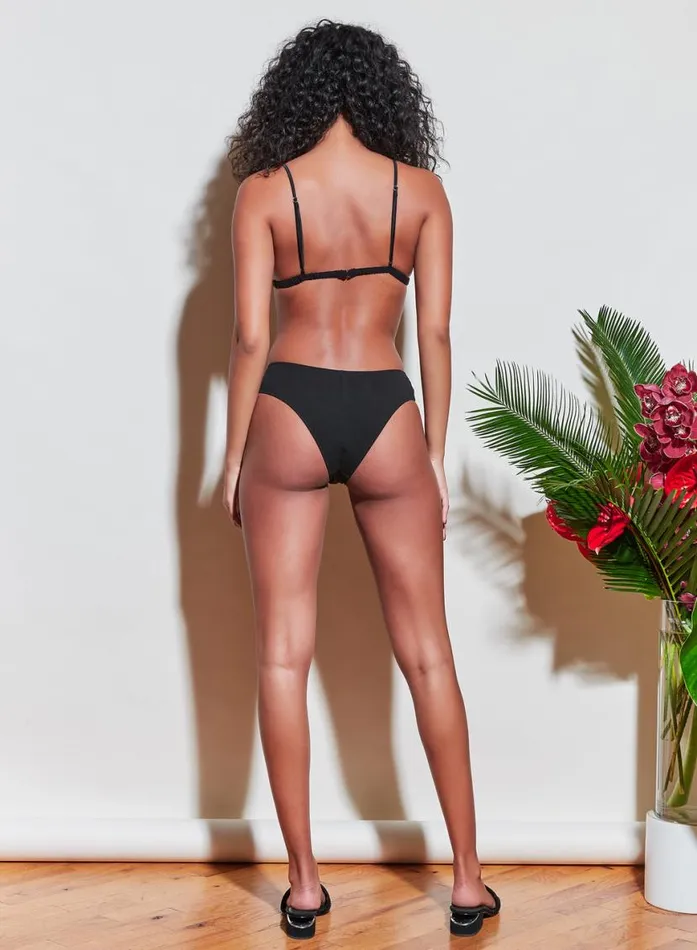Bralettes and Wireless Bras Lingerie Fleur Du Mal Organic Cotton Luxe Triangle Bra Black