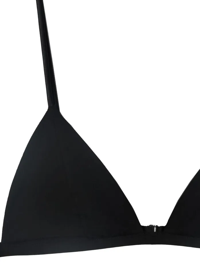 Bralettes and Wireless Bras Lingerie Fleur Du Mal Organic Cotton Luxe Triangle Bra Black