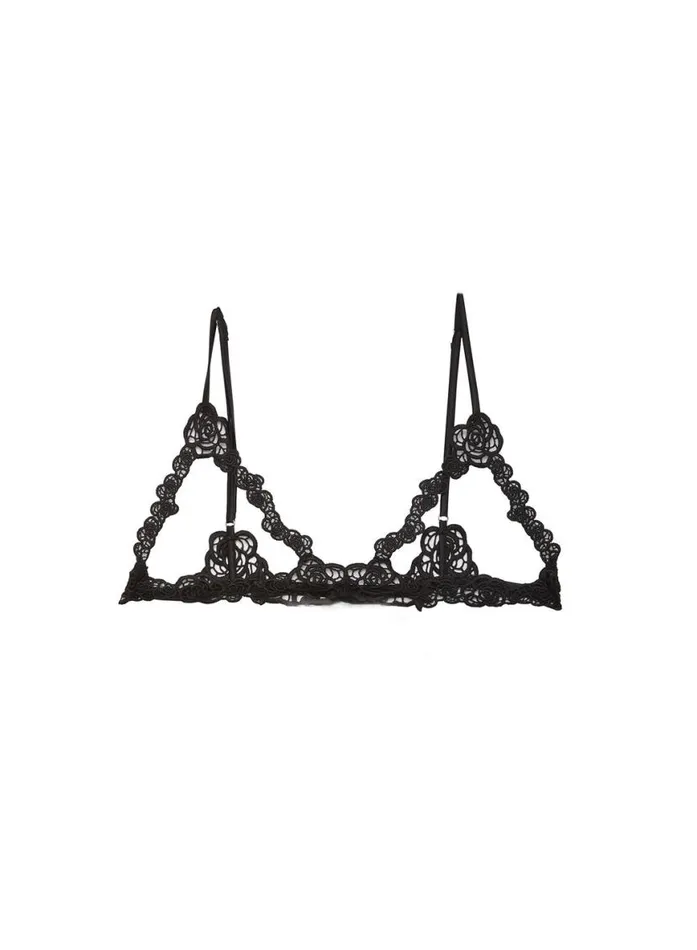 Bralettes and Wireless Bras PleasureLingerie Fleur Du Mal Fleur Guipure Ouvert Bralette Black