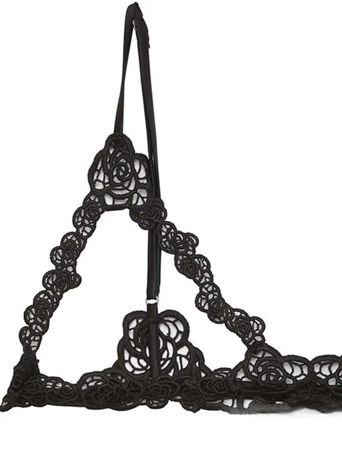 Bralettes and Wireless Bras PleasureLingerie Fleur Du Mal Fleur Guipure Ouvert Bralette Black