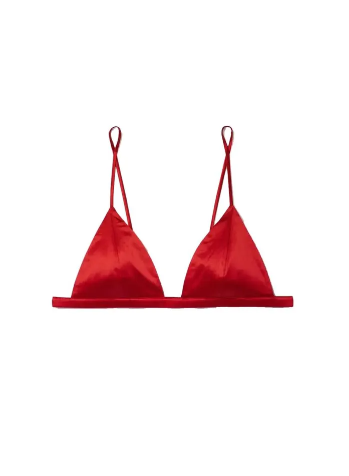 Bralettes and Wireless Bras PleasureLingerie Fleur Du Mal Luxe Triangle Bra Rouge