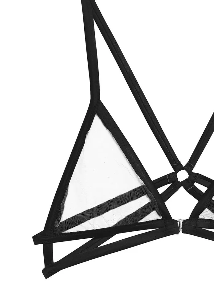 Bralettes and Wireless Bras PleasureLingerie Fleur Du Mal Strappy Bondage Bra Black