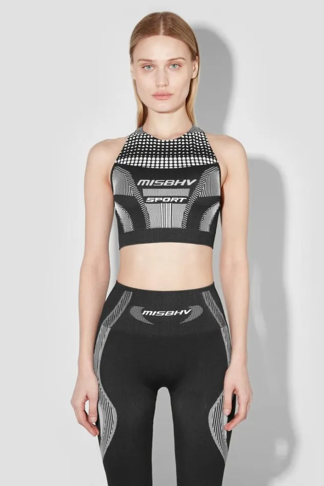 Bras Women MISBHV Sport Active Wear Wide Strap Gym Tank Blackwhite