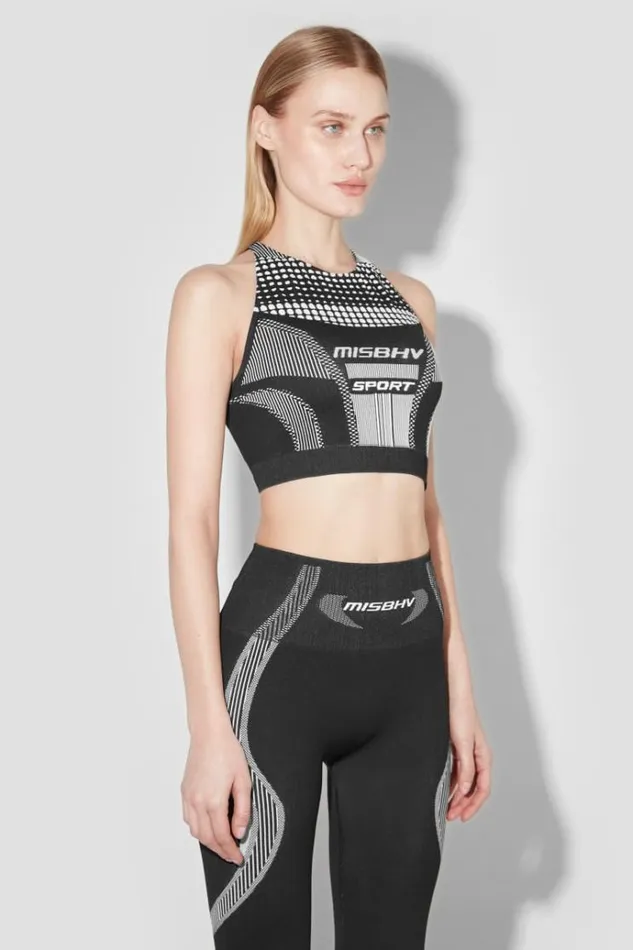 Bras Women MISBHV Sport Active Wear Wide Strap Gym Tank Blackwhite