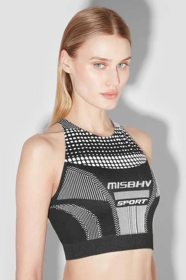 Bras Women MISBHV Sport Active Wear Wide Strap Gym Tank Blackwhite