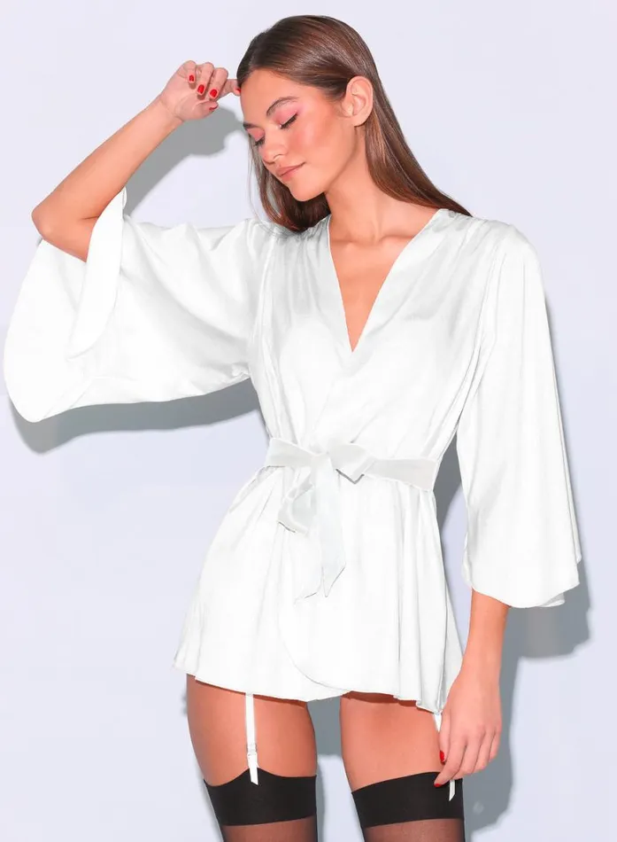 Bridal PleasureLingerieClothing Fleur Du Mal Angel Sleeve Robe Creme