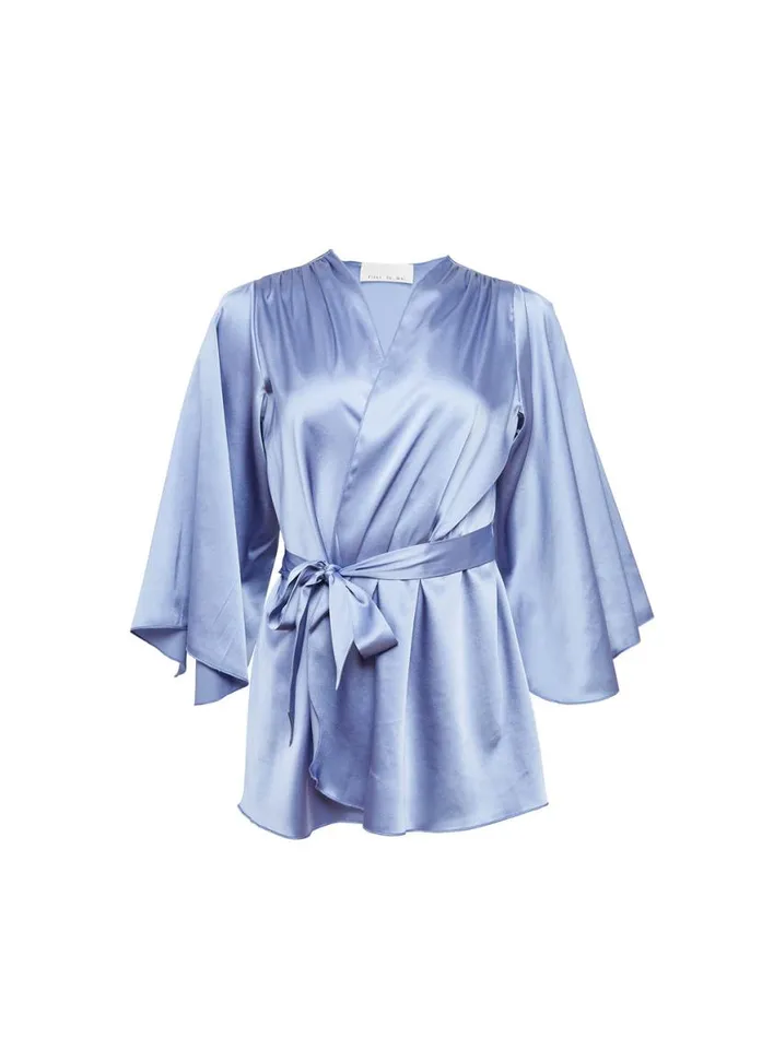 Bridal PleasureLingerieClothing Fleur Du Mal Angel Sleeve Robe Denim Blue