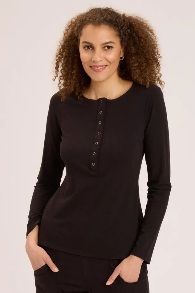 Brie Hardware Long Sleeve Black Clothing XCVI ShirtsBlouses