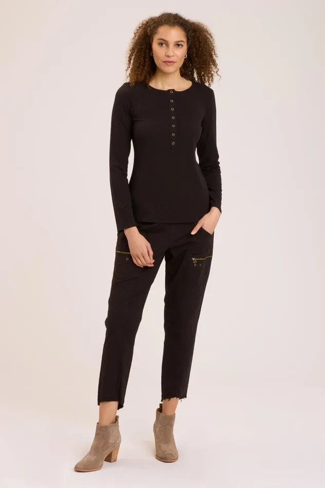 Brie Hardware Long Sleeve Black Clothing XCVI ShirtsBlouses