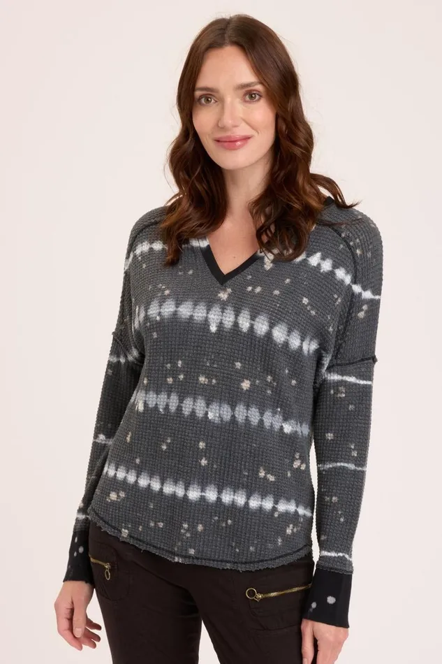 Bullock VNeck Pullover Pique Wash Grayscale Clothing XCVI Sweatshirts