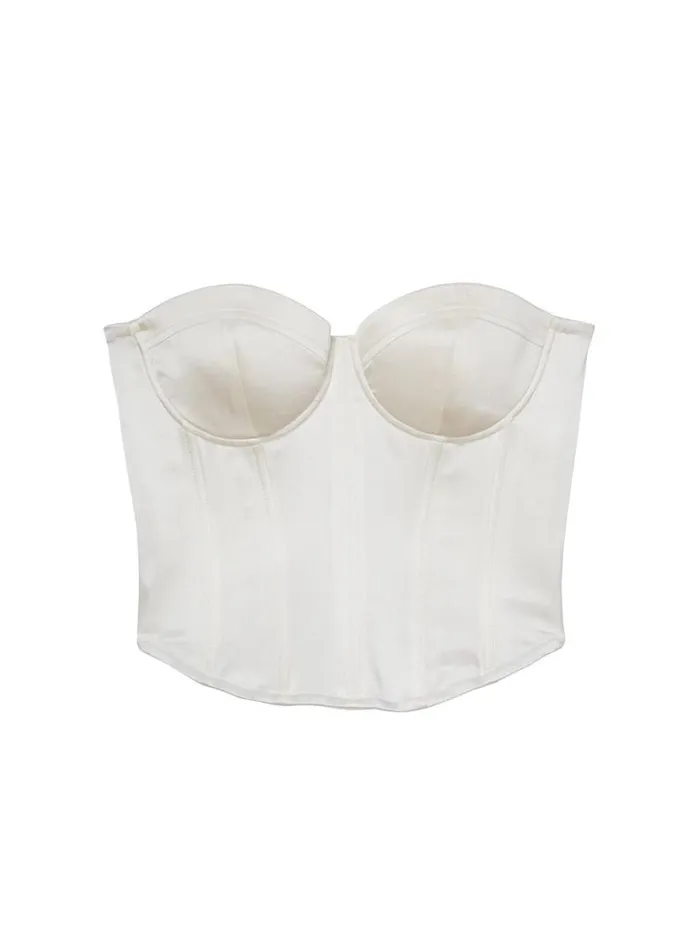 Bustiers and Bra Tops Lingerie Fleur Du Mal Hamptons Bustier Ivory
