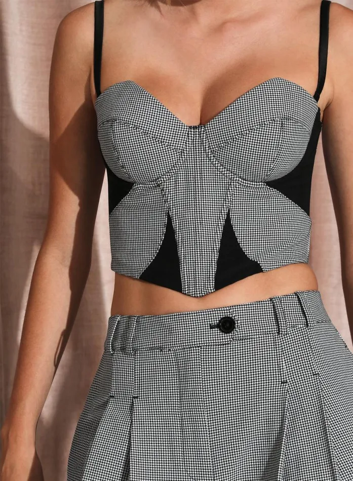 Bustiers and Bra Tops Lingerie Fleur Du Mal Houndstooth Bustier Mini Houndstooth Bustiers and Bra Tops Lingerie Fleur Du Mal Houndstooth Bustier Mini Houndstooth