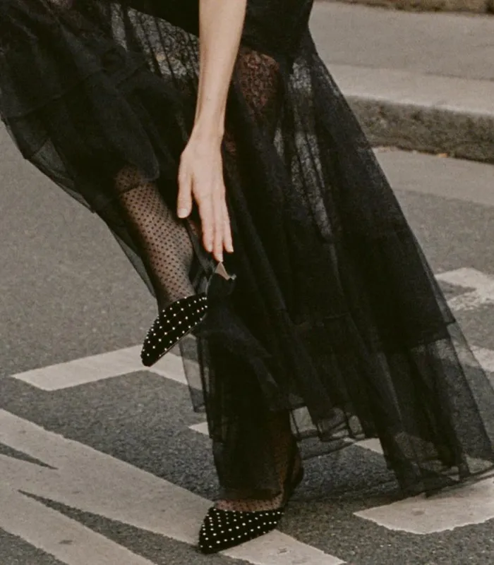 CALVI SLINGBACK Black Velvet Crystal Shop DEN Footwear