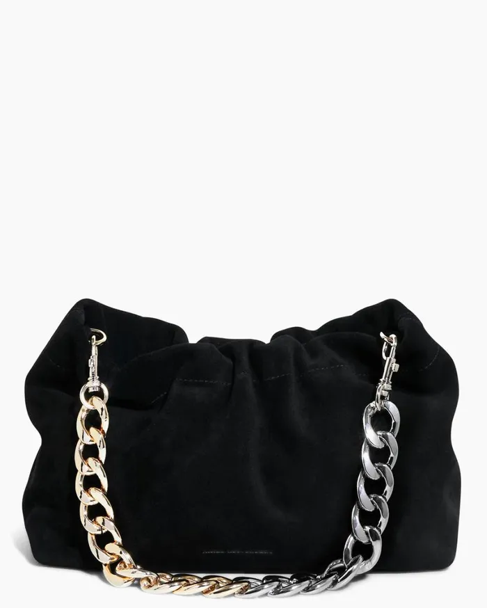 Chain Shoulder Black Suede With 2 Tone Women Aimee Kestenberg Satchels