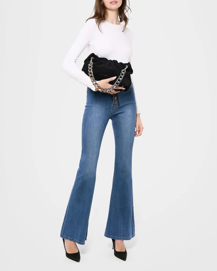 Chain Shoulder Black Suede With 2 Tone Women Aimee Kestenberg Satchels