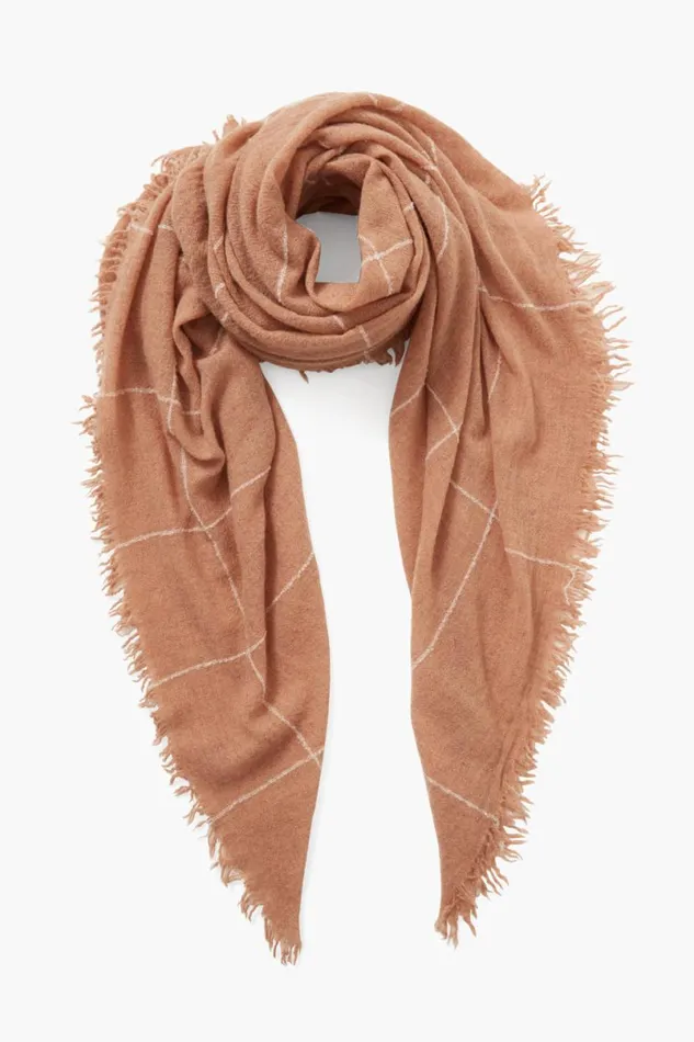 Chan Luu 100 Cashmere Scarf Egret Windowpane Women Scarves