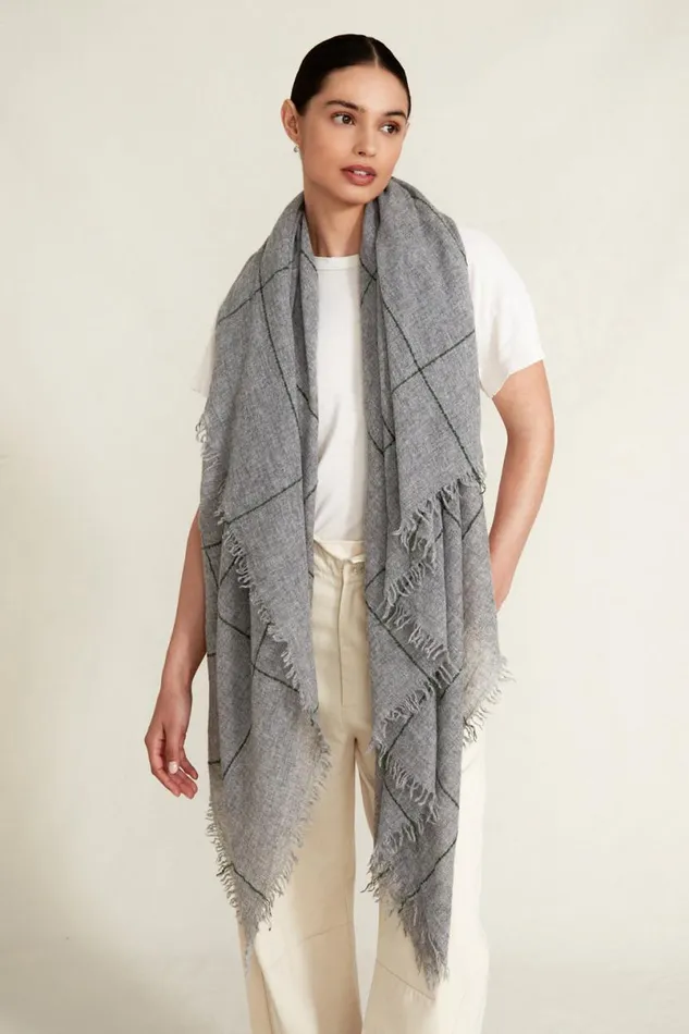 Chan Luu 100 Cashmere Scarf Greener Pastures Windowpane Women Scarves