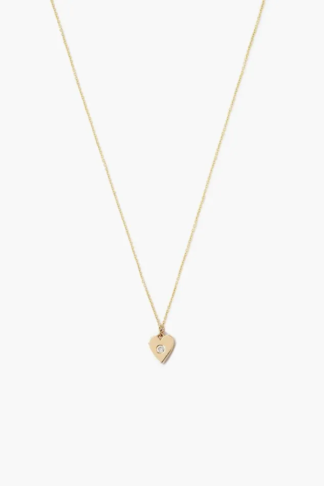 Chan Luu 14k Gold Heart Necklace With Diamond Inlay Women Necklaces