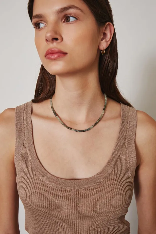 Chan Luu 14k Moss Aquamarine Petra Necklace Women 14k Fine