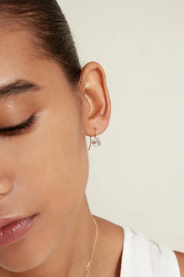 Chan Luu 14k Pumpkin Earrings Mini Clear Quartz Women 14k Fine