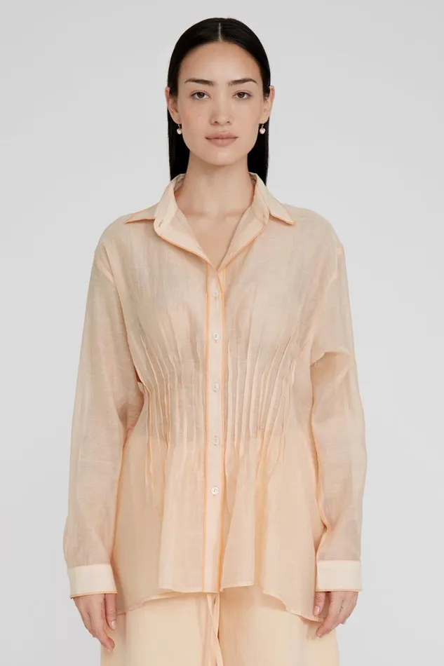 Chan Luu Allison Pintucked Blouse Apricot Ice Women Tops