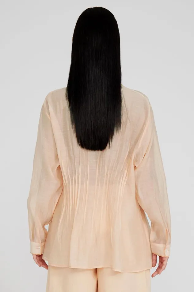 Chan Luu Allison Pintucked Blouse Apricot Ice Women Tops