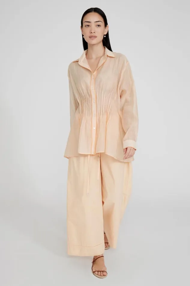 Chan Luu Allison Pintucked Blouse Apricot Ice Women Tops